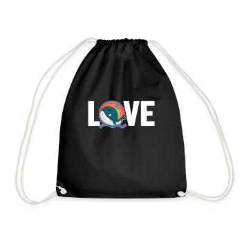 Love Blue Beluga Cachalot Cetacea Watcher Whale - Drawstring Bag - black - Front