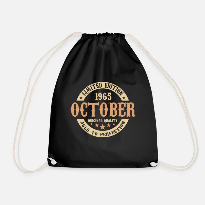 October 1965 Vintage Birthday Gift - Drawstring Bag - black