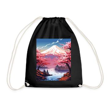 Impression d’art paysager japonais du mont Fuji - Sac de sport léger - noir - Devant