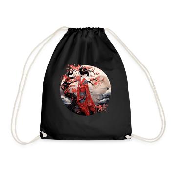 Japanese Geisha Art Print Traditional Kimono - Turnbeutel - Schwarz - Vorne