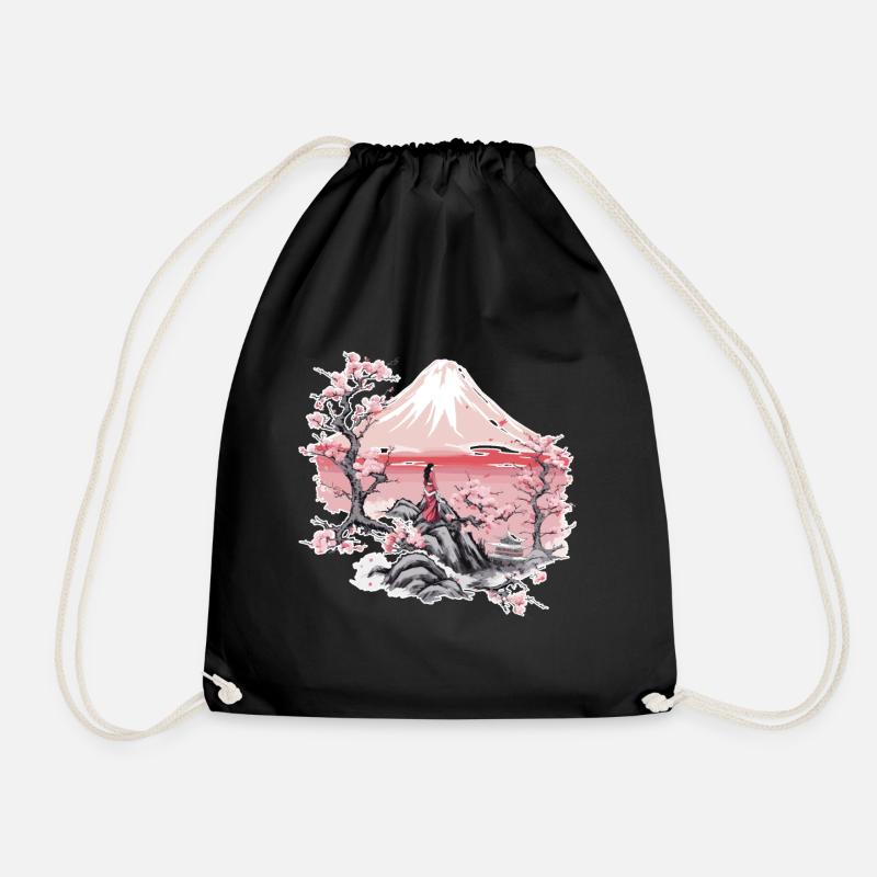 Geisha Japan Art Print - Drawstring Bag - black