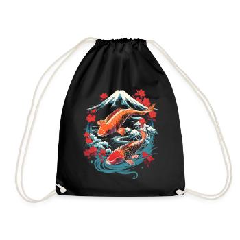 Koi Fish in Zen Garden - Drawstring Bag - black - Front