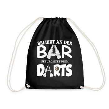 Beliebt an der Bar, gefürchtet beim Darts - Turnbeutel - Schwarz - Vorne