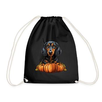 Dackel Hund Kürbis Lazy Halloween Party Kostüm - Turnbeutel - Schwarz - Vorne