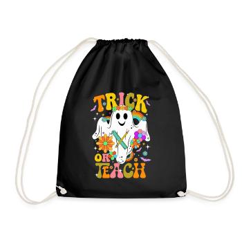 Halloween Ghost Outfit for Teacher in Class - Drawstring Bag - black - Front