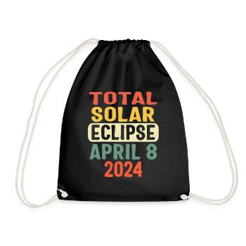 Solar Eclipse Shirt, Total Solar Eclipse April 8 - Drawstring Bag - black - Front