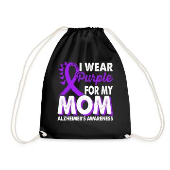 Wear purple for mom's support - Drawstring Bag - black - Front
