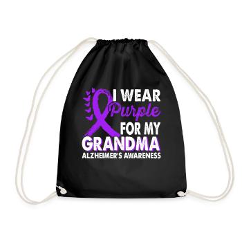 Wear purple for grandma support for the - Drawstring Bag - black - Front