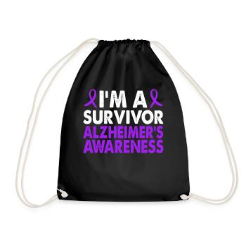 Survivor Alzheimer's Awareness Month Support - Drawstring Bag - black - Front
