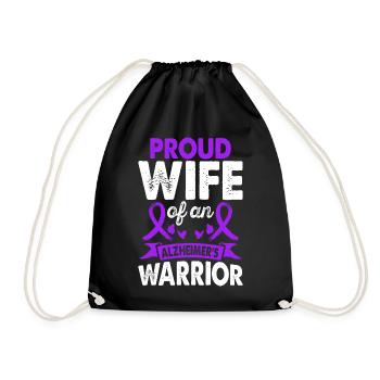 Wife of Alzheimer's Warrior Month Purple Band - Drawstring Bag - black - Front