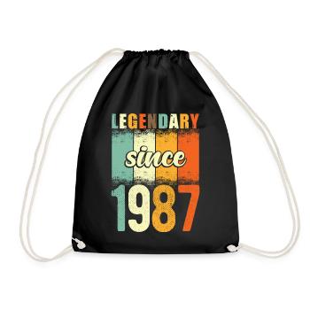 Legendary since 1987 Retro Vintage Birthday - Drawstring Bag - black - Front