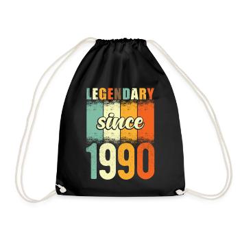 Legendary since 1990 Retro Vintage Birthday - Drawstring Bag - black - Front