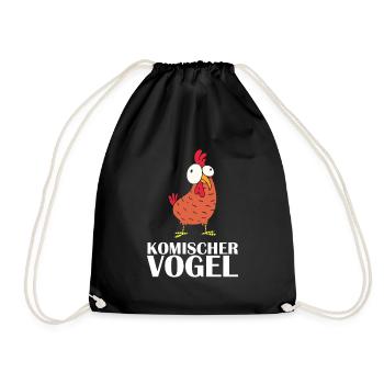 Komischer Vogel - Turnbeutel - Schwarz - Vorne