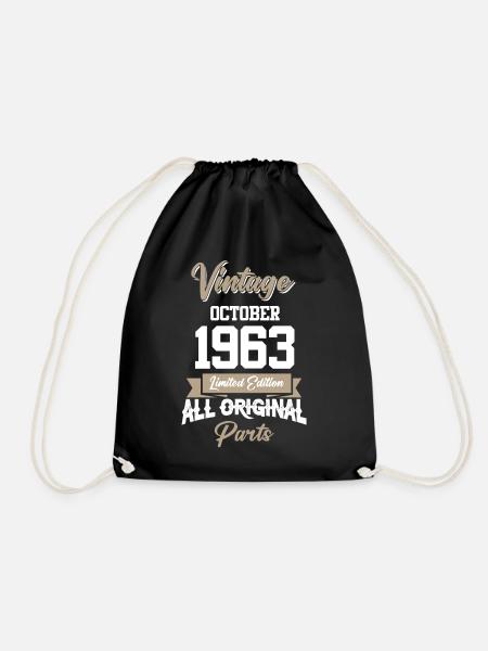October 1963 Vintage Birthday Gift - Drawstring Bag - black