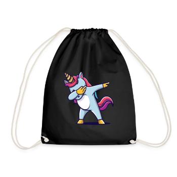 Dab Dabbing Unicorn Dabbendes Einhorn Tanz - Turnbeutel - Schwarz - Vorne