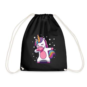 Dab Dabbing Unicorn Dabbendes Einhorn Tanz - Turnbeutel - Schwarz - Vorne