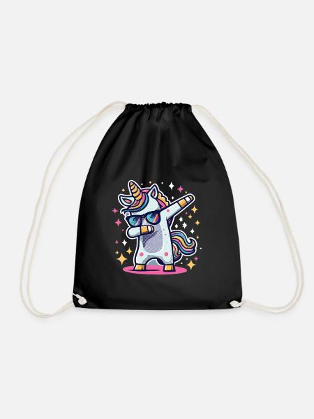 Dab Dabbing Unicorn Dabbendes Einhorn Tanz - Turnbeutel - Schwarz