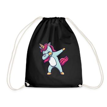 Dab Dabbing Unicorn Dabbendes Einhorn Tanz - Turnbeutel - Schwarz - Vorne