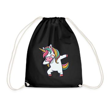 Dab Dabbing Unicorn Dabbendes Einhorn Tanz - Turnbeutel - Schwarz - Vorne