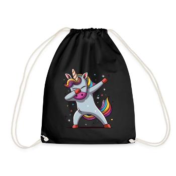 Dab Dabbing Unicorn Dabbing Unicorn Dance - Drawstring Bag - black - Front