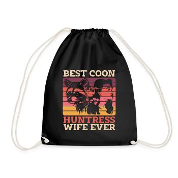 Raccoon Hunting Best Coon Huntress Wife Coon Hunt - Drawstring Bag - black - Front