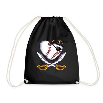 Baseball Pirate Sports Baseball Bats Pirate - Drawstring Bag - black - Front