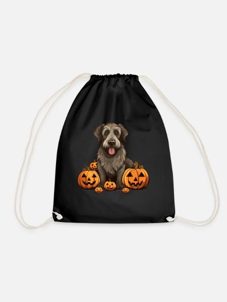 Irish Wolfhound Dog Pumpkin Lazy Halloween Party - Turnbeutel - Schwarz