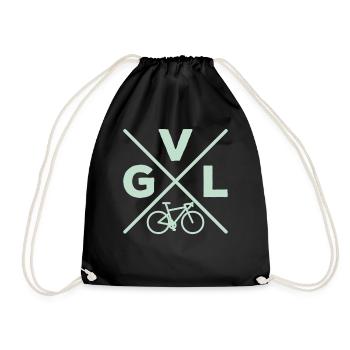 GVL Gravel Bike Fahrrad Radfahrer Radfahrerin - Turnbeutel - Schwarz - Vorne