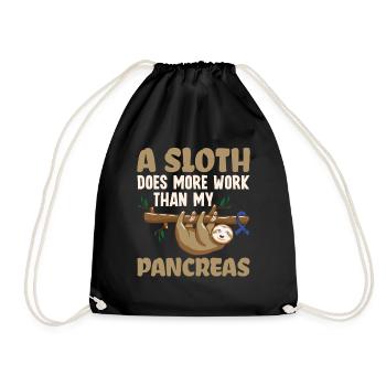 Sloth Does More Than My Pancreas - Diabetes - Drawstring Bag - black - Front