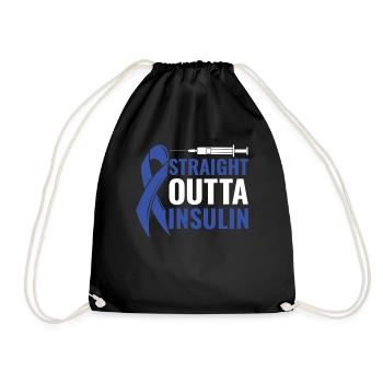Straight Outta Insulin - Diabetes Diabetics - Drawstring Bag - black - Front