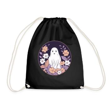 Halloween groovy Geist Hippie Blumen Vintage - Turnbeutel - Schwarz - Vorne