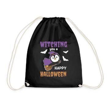 Pinguin Hexe Witching you a Happy Halloween - Turnbeutel - Schwarz - Vorne