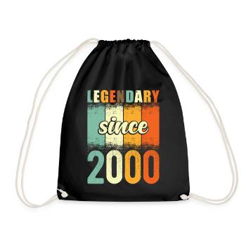 Legendary since 2000 Retro Vintage Birthday - Drawstring Bag - black - Front