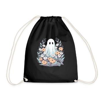 Halloween groovy Geist Hippie Blumen Vintage - Turnbeutel - Schwarz - Vorne