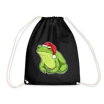 Frosch Weihnachten Weihnachtsmütze - Turnbeutel - Schwarz - Vorne