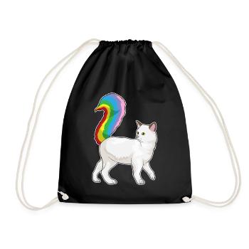 Katze Regenbogen - Turnbeutel - Schwarz - Vorne