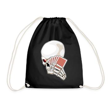 Totenkopf Poker Pokerkarten - Turnbeutel - Schwarz - Vorne