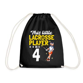This Little Lacrosse Player Is 4 - Lacrosse Player - Drawstring Bag - black - Front