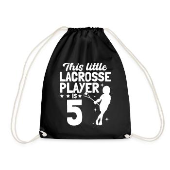 This Little Lacrosse Player Is 5 - Lacrosse Player - Drawstring Bag - black - Front
