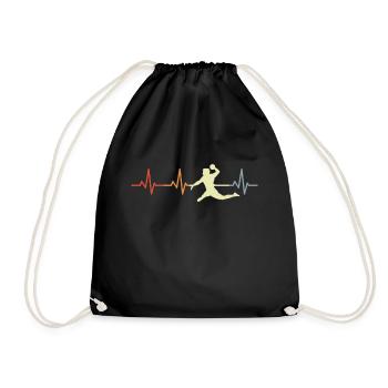 Ligne de cœur de joueur de handball vintage - Sac de sport léger - noir - Devant