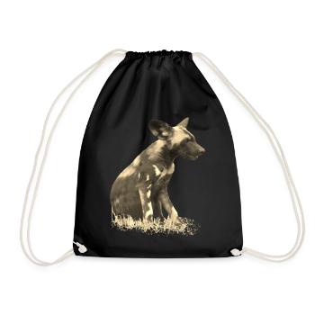 Wild dog in cuttlefish - Dog - Wild animal - Africa - Drawstring Bag - black - Front
