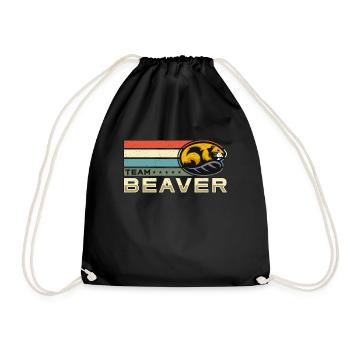 Beaver Dam Team Beaver Retro Loves Rodent Animals - Drawstring Bag - black - Front
