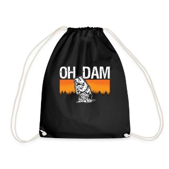 Beaver Dam Oh Dam Rodents Lover European Beaver - Drawstring Bag - black - Front