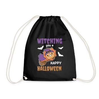 Triceratops Hexe Witching you a Happy Halloween - Turnbeutel - Schwarz - Vorne