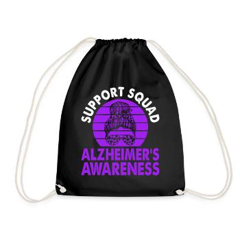 Support Squad Alzheimer's Awareness Month Purple - Drawstring Bag - black - Front