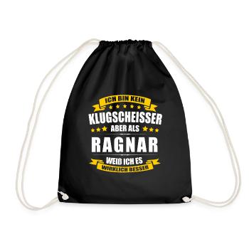 Name Ragnar Vorname Klugscheisser Namenstag - Turnbeutel - Schwarz - Vorne