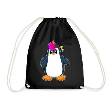 Pinguin Einhorn - Turnbeutel - Schwarz - Vorne