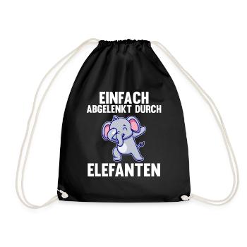 Elefant Elefanten - Turnbeutel - Schwarz - Vorne