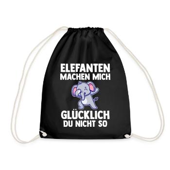 Elefant Elefanten - Turnbeutel - Schwarz - Vorne