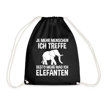 Elefant Elefanten - Turnbeutel - Schwarz - Vorne